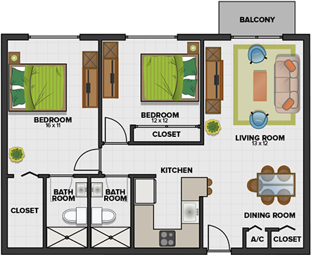 floor plan for 2 bedroom
